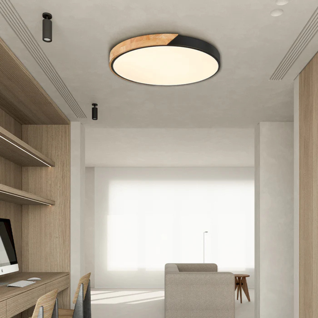 Delos – skandynawska drewniana lampa sufitowa LED