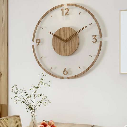 Nock - Moderne Wandklok 30 cm van Acryl en Hout voor de Woonkamer