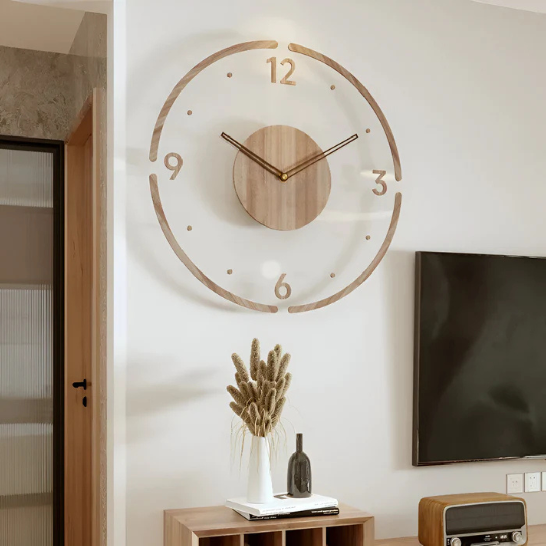 Nock - Moderne Wandklok 30 cm van Acryl en Hout voor de Woonkamer