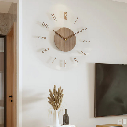 Nock - Moderne Wandklok 30 cm van Acryl en Hout voor de Woonkamer