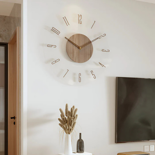 Nock - Moderne Wandklok 30 cm van Acryl en Hout voor de Woonkamer