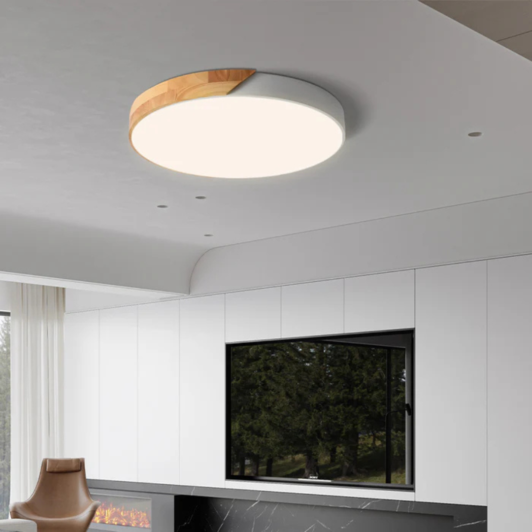 Delos – skandynawska drewniana lampa sufitowa LED